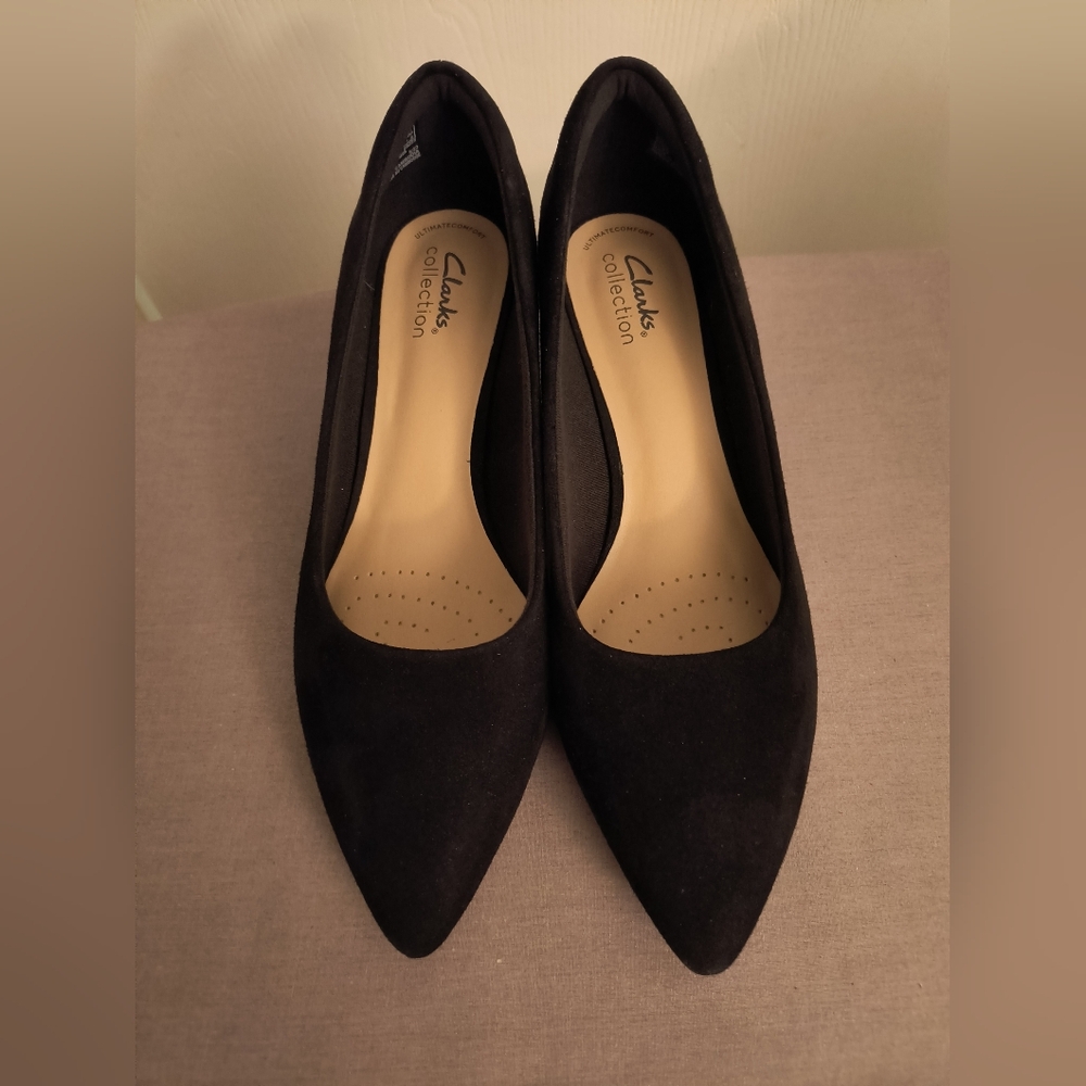 Clarks Black Suede Teresa Step Sz 9M Shoes